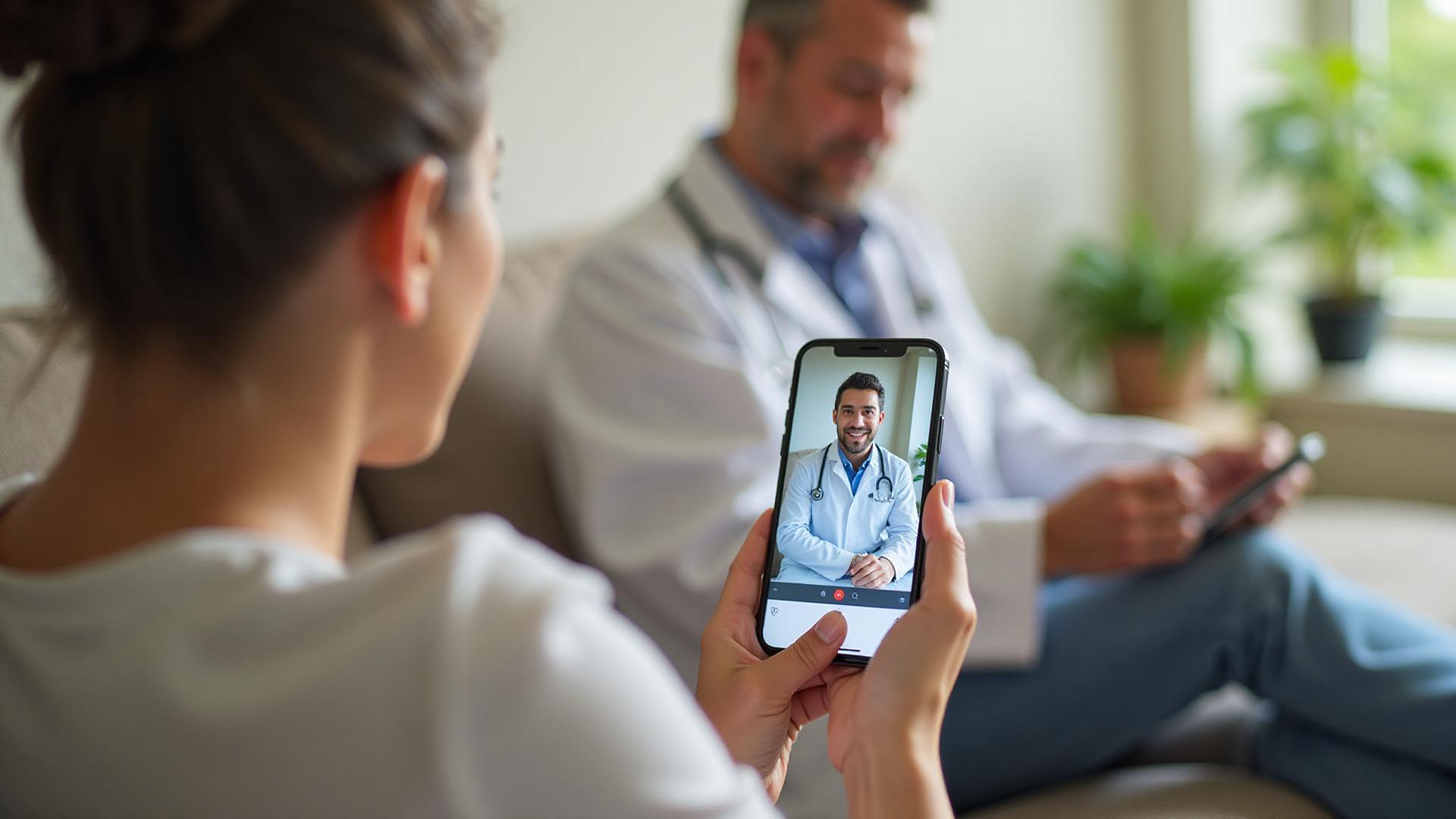 Pessoa em consulta de telemedicina pelo celular